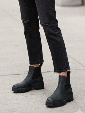 Women's Black Chunky Platform Chelsea Boots - Lug Sole - Size 10 - NWOT